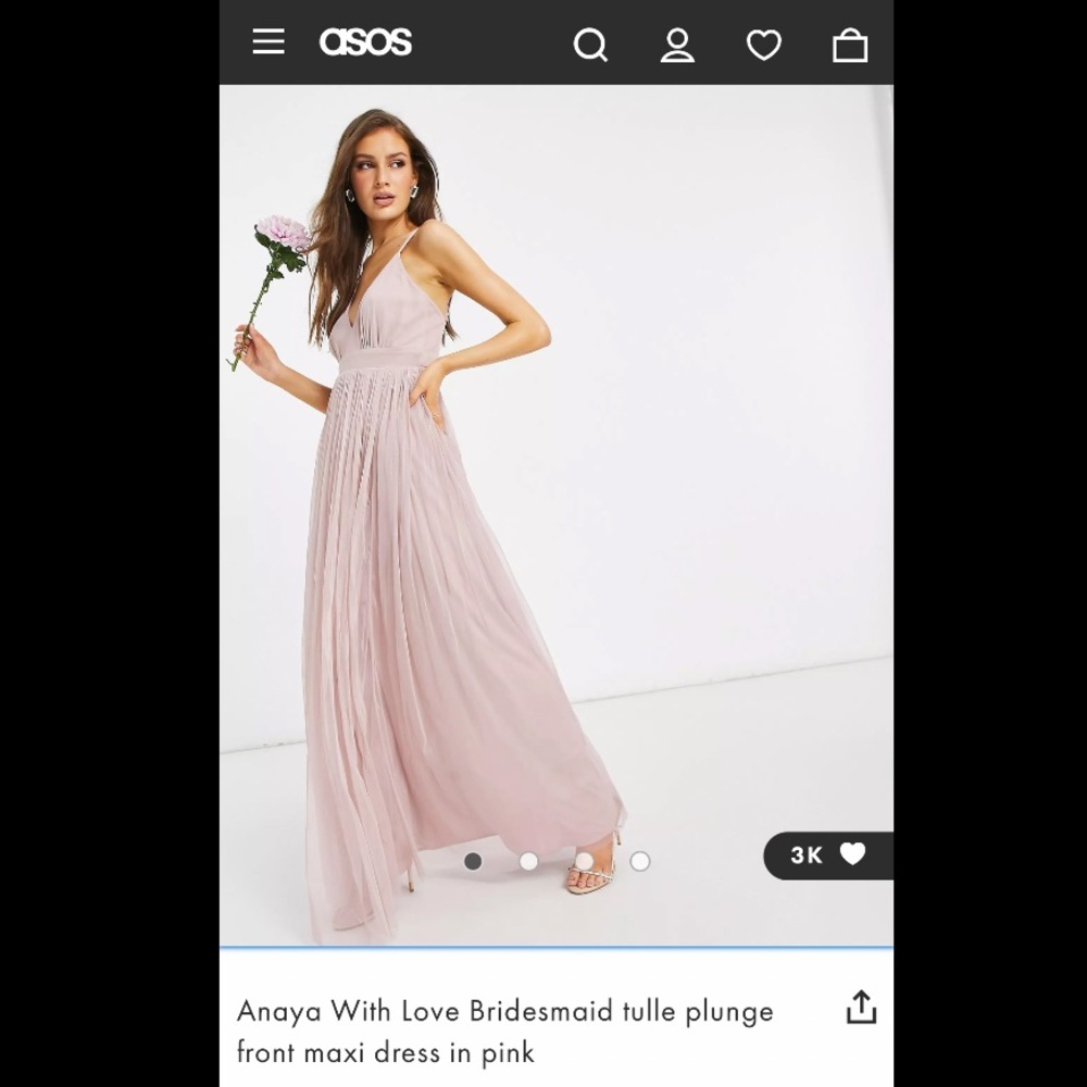 Anya with Love Bridesmaids tule plunge front maxi dress (pink)